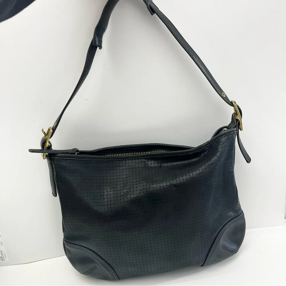 Coach Legacy 9218 Black Perforated Leather Shoulder Bag